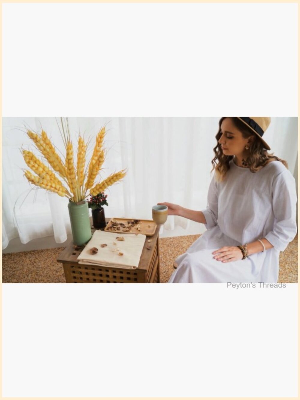 100% Cotton Oversized Loose Maxi Dress with Pockets 3/4 Sleeve - Picture 7 of 7